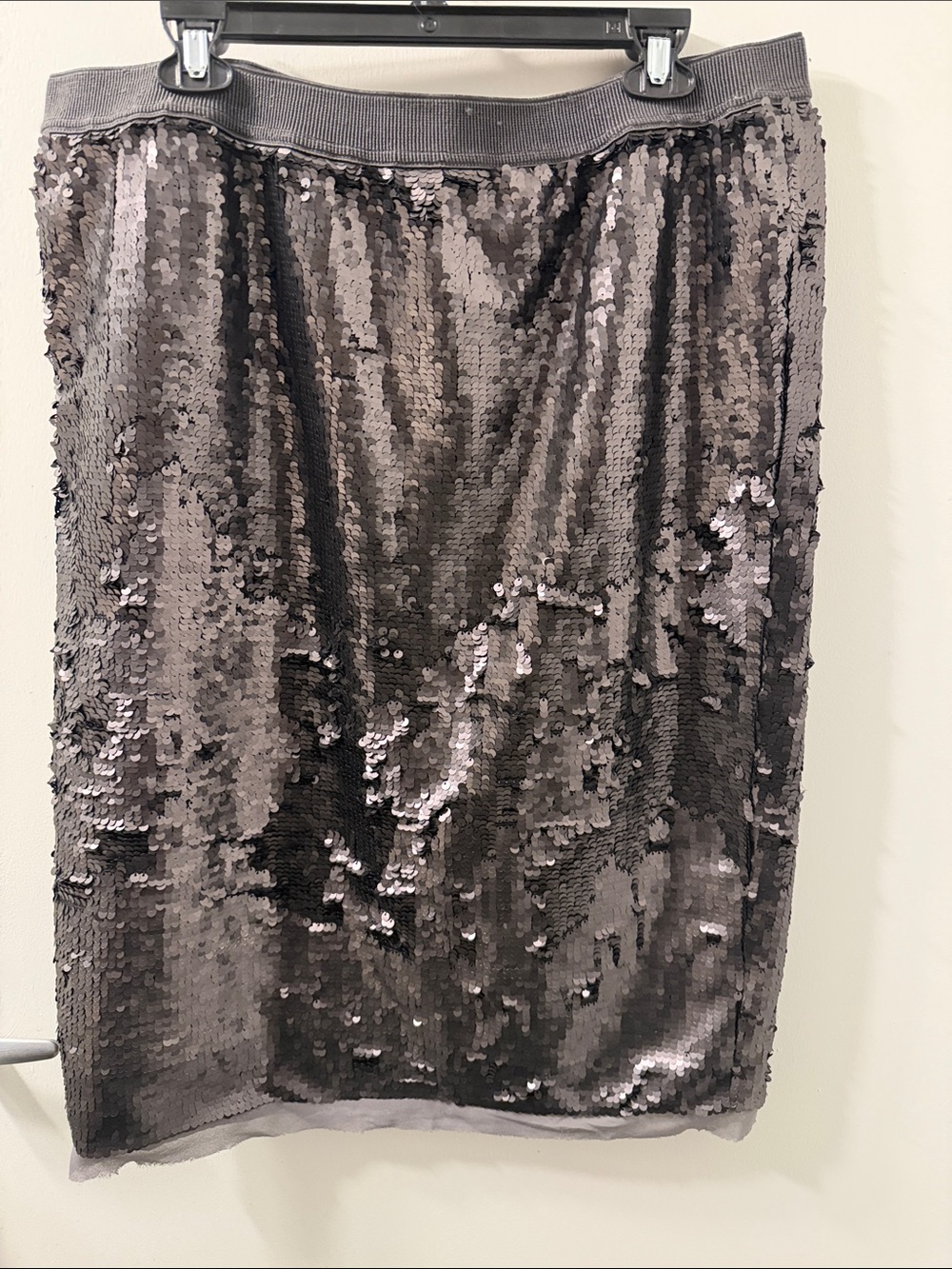 Who What Wear Sequin Pencil Skirt - Gray Metallic Sz XL